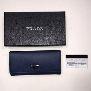 Prada Bluette Saffiano Triang wallet